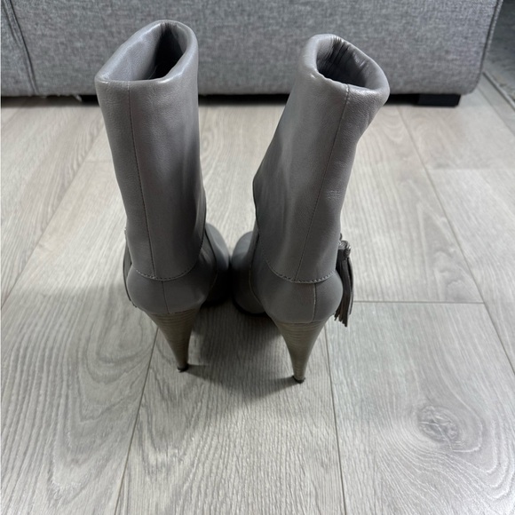 Coach Gray Leather Ankle Tassel Heeled Boots - Picture 5 of 14